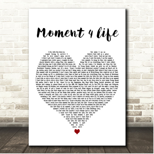 Nicki Minaj Moment 4 Life White Heart Song Lyric Print