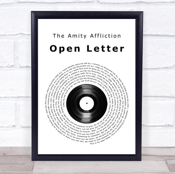 The Amity Affliction Open Letter Vinyl Record Song Lyric Music Wall Art Print