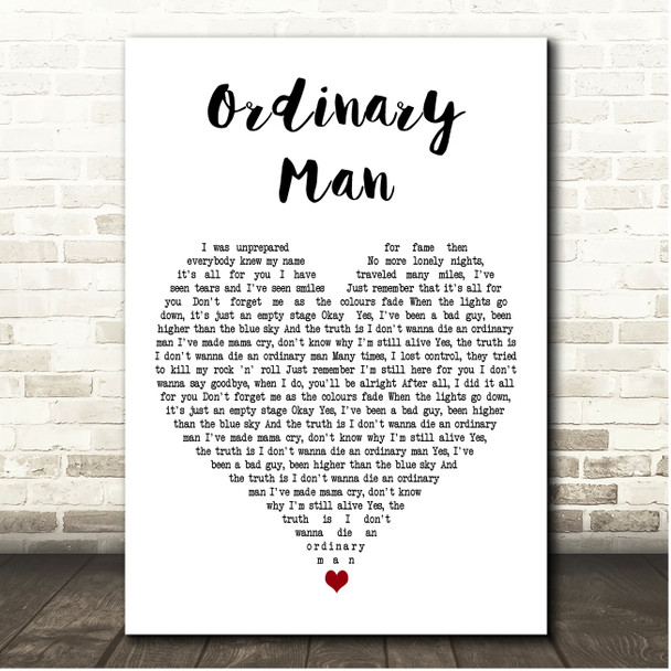 Ozzy Osbourne Ordinary Man White Heart Song Lyric Print