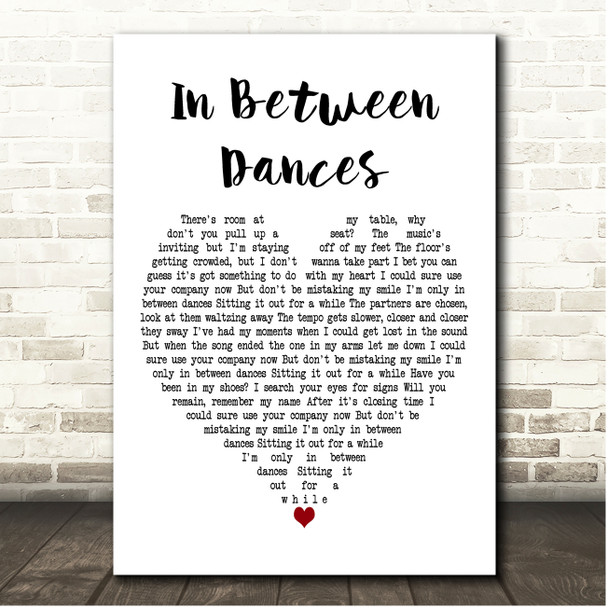 Pam Tillis In Between Dances White Heart Song Lyric Print