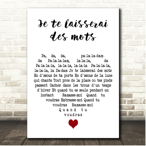 Patrick Watson Je te laisserai des mots White Heart Song Lyric Print