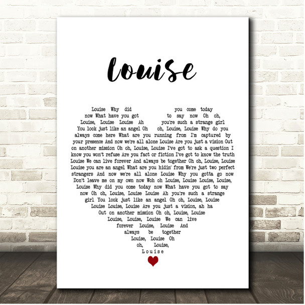 Phil Everly Louise White Heart Song Lyric Print