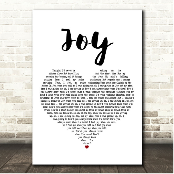 Bastille Joy White Heart Song Lyric Print