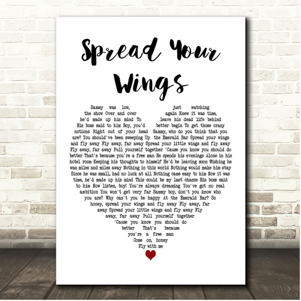 Queen Spread Your Wings White Heart Song Lyric Print Queen Spread Your Wings White Heart Song Lyric Print