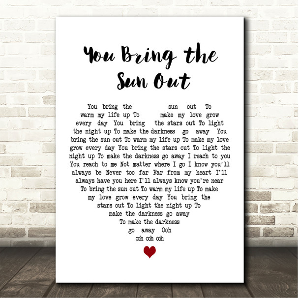 Randy Crawford You Bring the Sun Out White Heart Song Lyric Print