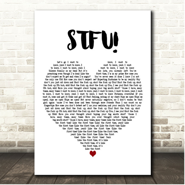 Rina Sawayama STFU! White Heart Song Lyric Print