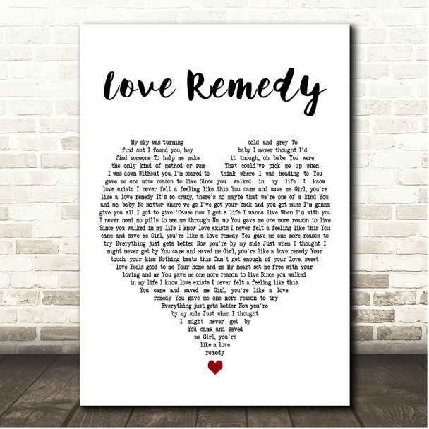 Roachford Love Remedy White Heart Song Lyric Print