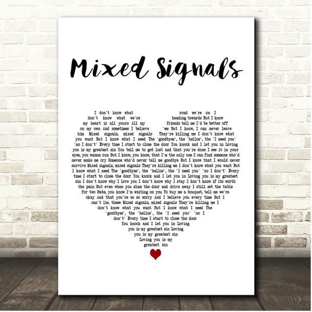 Ruth B Mixed Signals White Heart Song Lyric Print