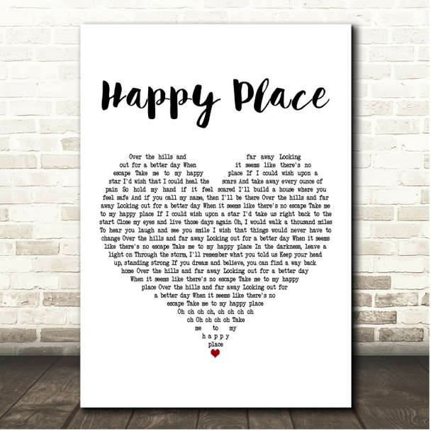 Saint PHNX Happy Place White Heart Song Lyric Print