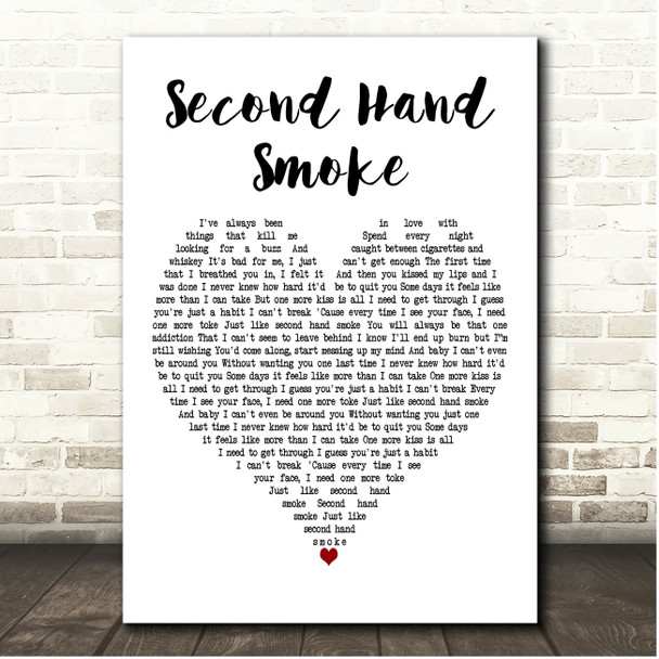 Sam Riggs Second Hand Smoke White Heart Song Lyric Print