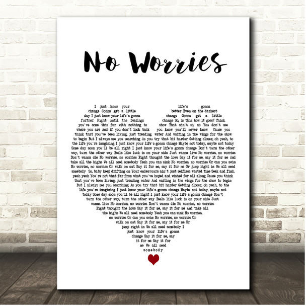 Simon Webbe No Worries White Heart Song Lyric Print