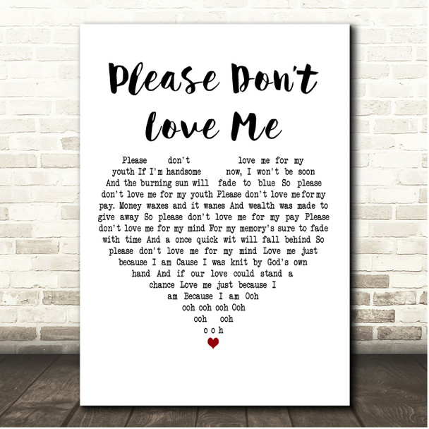 Son of Cloud Please Dont Love Me White Heart Song Lyric Print