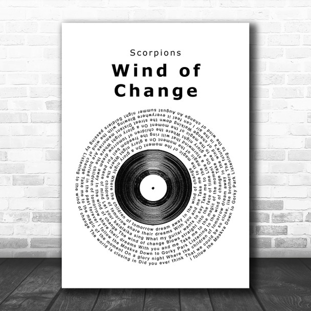 Scorpions Wind of Change Vinyl Record Song Lyric Music Wall Art Print