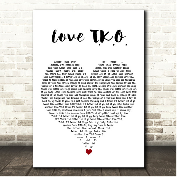 Teddy Pendergrass Love T.K.O. White Heart Song Lyric Print