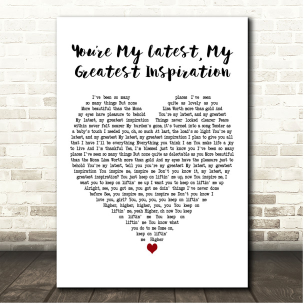 Teddy Pendergrass Youre My Latest, My Greatest Inspiration White Heart Song Lyric Print