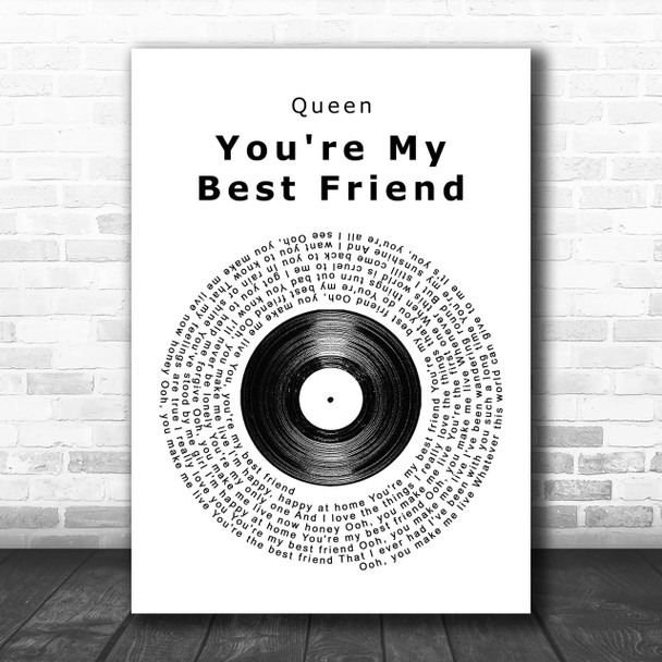 Queen You're My Best Friend Vinyl Record Song Lyric Music Wall Art Print