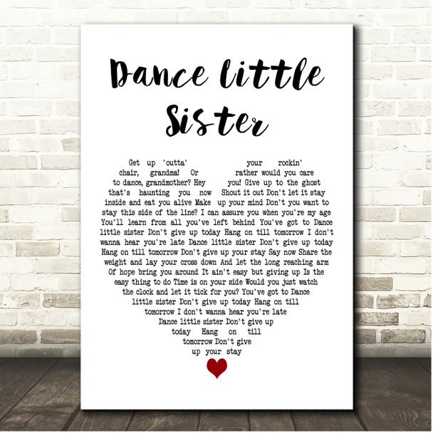Terence Trent DArby Dance Little Sister White Heart Song Lyric Print
