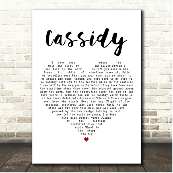 The Grateful Dead Cassidy White Heart Song Lyric Print