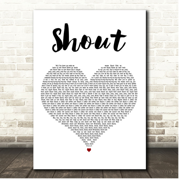 The Isley Brothers Shout White Heart Song Lyric Print