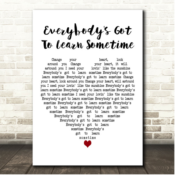 The Korgis Everybody's Got To Learn Sometime White Heart Song Lyric Print