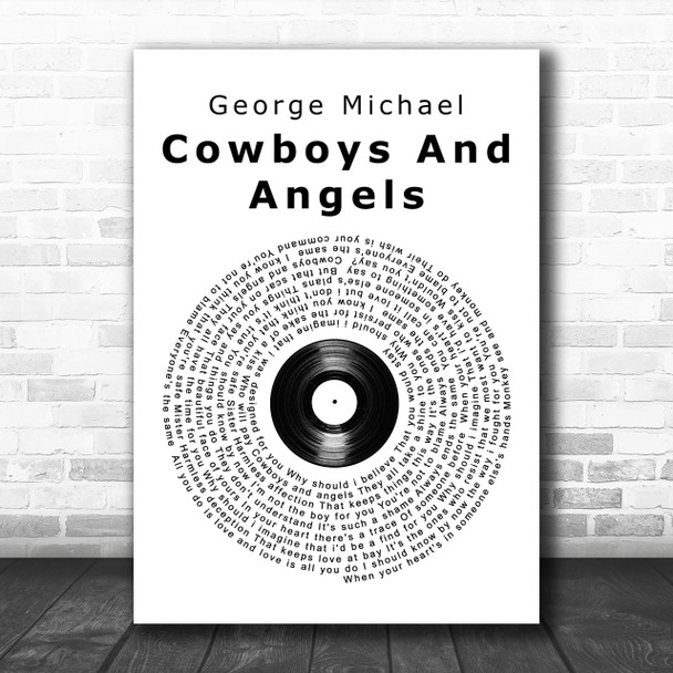 George Michael Cowboys And Angels Vinyl Record Song Lyric Music Wall Art Print