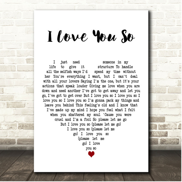 The Walters I Love You So White Heart Song Lyric Print