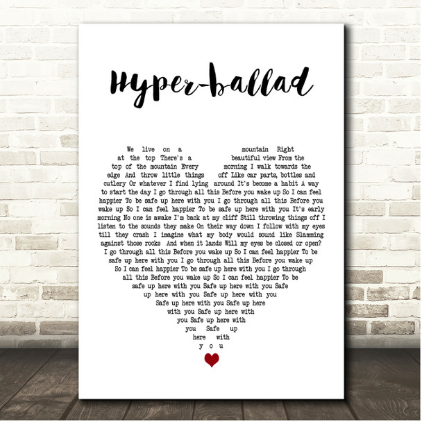 Björk Hyper-ballad White Heart Song Lyric Print