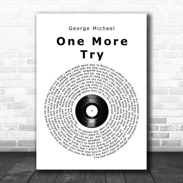 George Michael One More Try Vinyl Record Song Lyric Music Wall Art Print