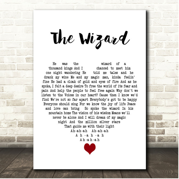 Uriah Heep The Wizard White Heart Song Lyric Print
