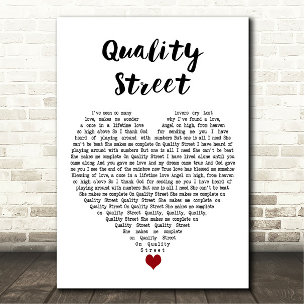 Van Morrison Quality Street White Heart Song Lyric Print