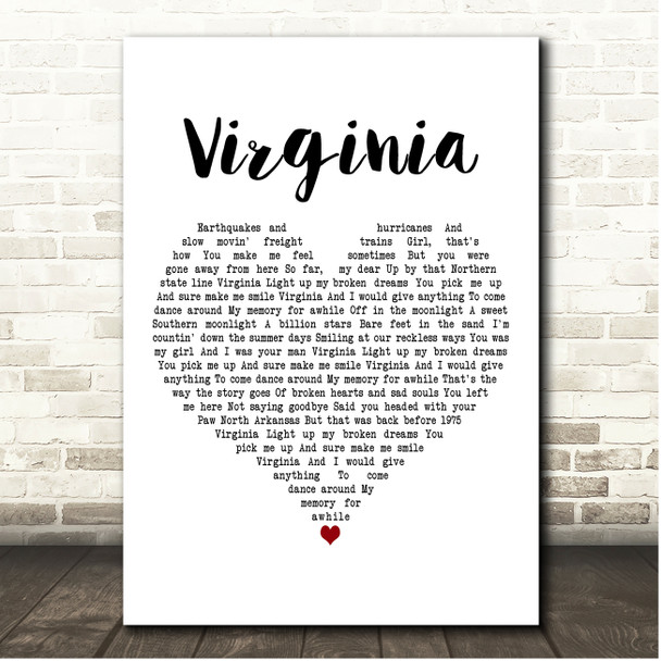 Whiskey Myers Virginia White Heart Song Lyric Print