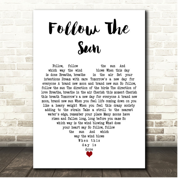 Xavier Rudd Follow The Sun White Heart Song Lyric Print