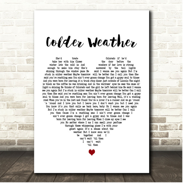 Zac Brown Band Colder Weather White Heart Song Lyric Print