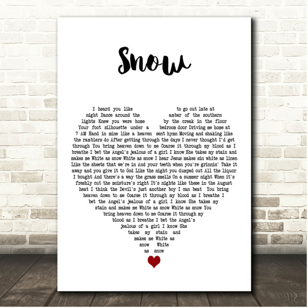 Zach Bryan Snow White Heart Song Lyric Print