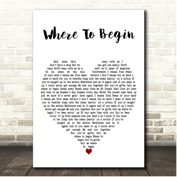 Bowling for Soup Where To Begin White Heart Song Lyric Print