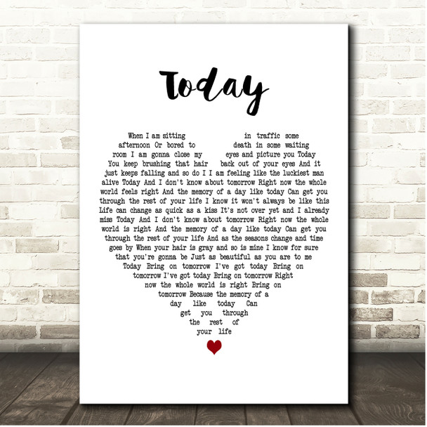 Brad Paisley Today White Heart Song Lyric Print