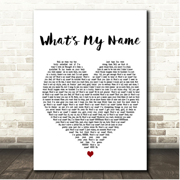 Brian McKnight Whats My Name White Heart Song Lyric Print