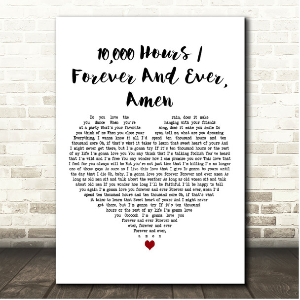 Caleb and Kelsey 10,000 Hours Forever And Ever, Amen White Heart Song Lyric Print