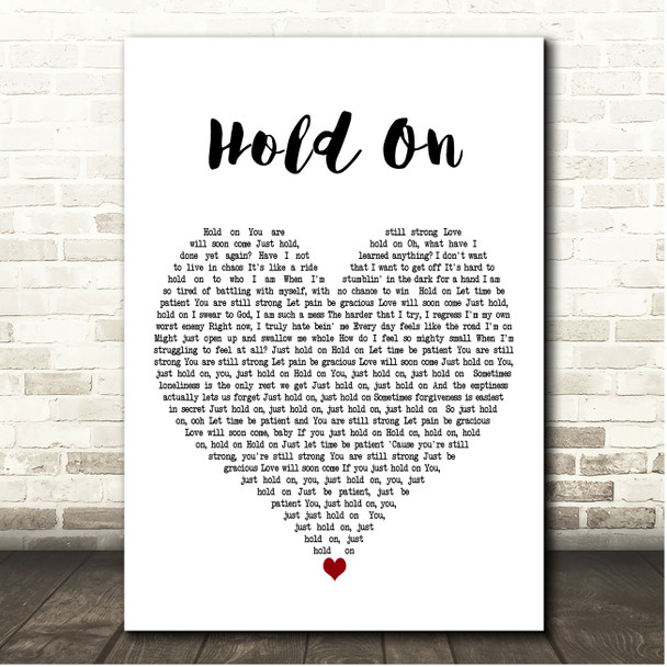 Adele Hold On White Heart Song Lyric Print