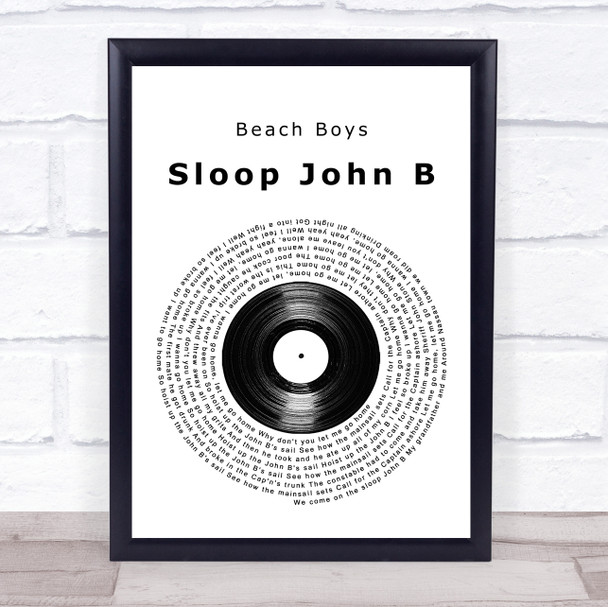 Beach Boys Sloop John B Vinyl Record Song Lyric Music Wall Art Print