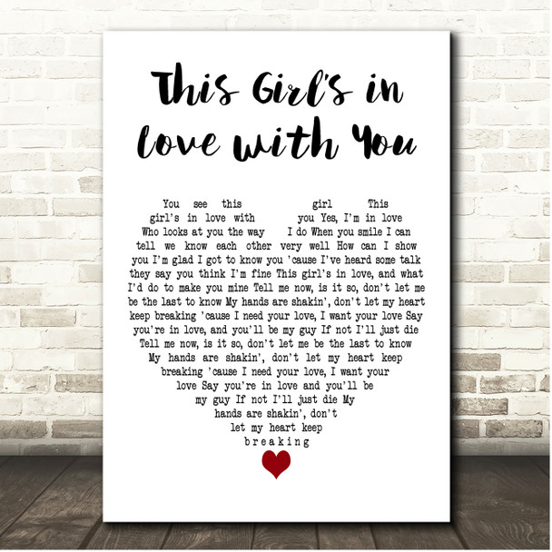 Dionne Warwick This Girls in Love with You White Heart Song Lyric Print