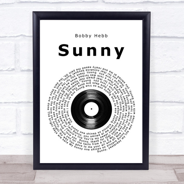 Bobby Hebb Sunny Vinyl Record Song Lyric Music Wall Art Print