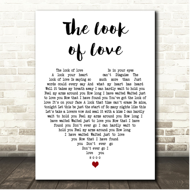 Dusty Springfield The Look of Love White Heart Song Lyric Print