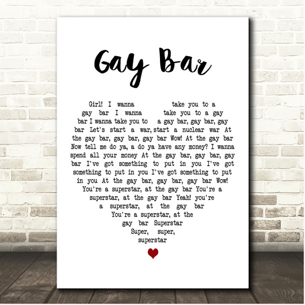 Electric Six Gay Bar White Heart Song Lyric Print