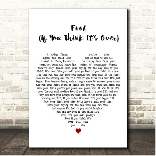 Elkie Brooks Fool (If You Think Its Over) White Heart Song Lyric Print