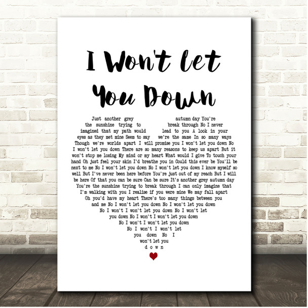 Alex Clare I Won't Let You Down White Heart Song Lyric Print