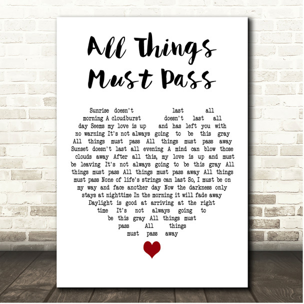George Harrison All Things Must Pass White Heart Song Lyric Print
