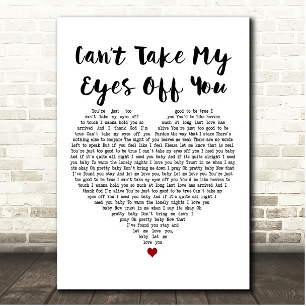 Gloria Gaynor Cant Take My Eyes Off You White Heart Song Lyric Print