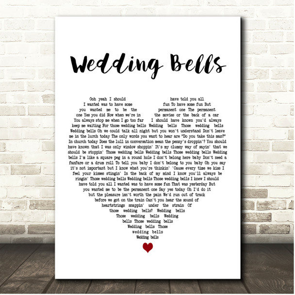 Godley & Crème Wedding Bells White Heart Song Lyric Print