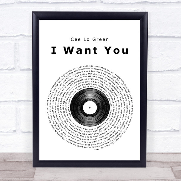 Cee Lo Green I Want You Vinyl Record Song Lyric Music Wall Art Print